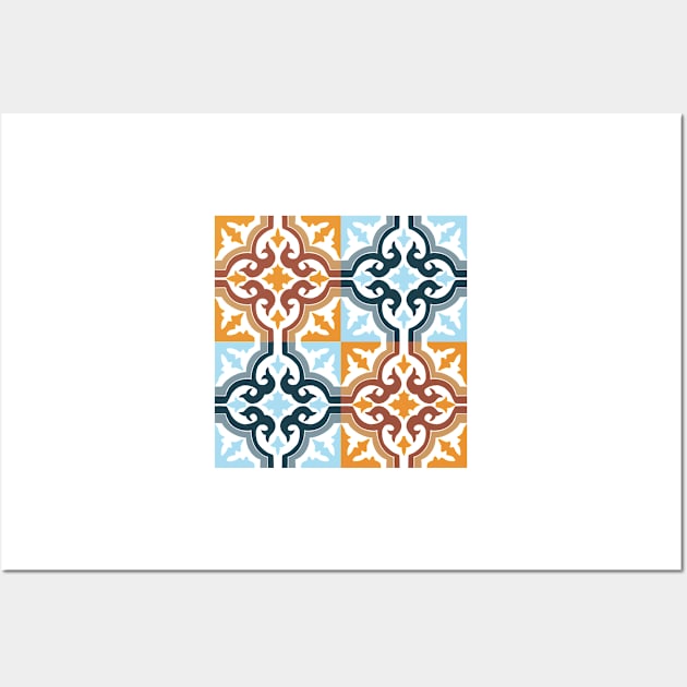 Spanish tiles two colour pattern Wall Art by BosskaDesign